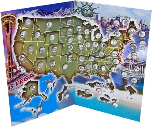 Vista 3 de Set completo de 50 monedas de un cuarto de dólar sin circular (99-08) de Estados Unidos + 6 monedas de un cuarto de dólar de los territorios