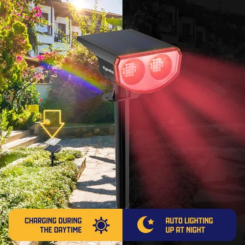 Vista 4 de Kyosho - Focos solares de color para exteriores, 9 modos de iluminación, luces de Halloween y Navidad, 38 LEDs, cambio de color, impermeables, RGBW