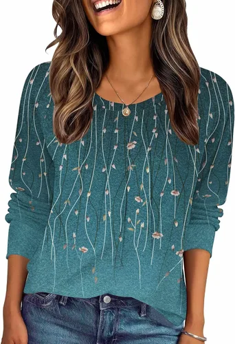 Vista 11 de Zeagoo Blusas de otoño para mujer, camisas de manga larga, blusas casuales de algodón, blusas plisadas elegantes 2025