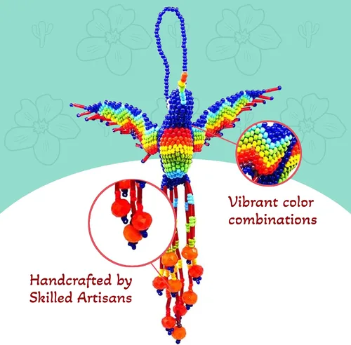 Vista 4 de Mia Jewel Shop - Figurina colgante decorativa de colibrí Figuras de pájaros para decoración del hogar Adorno de vidrio checo con cuentas