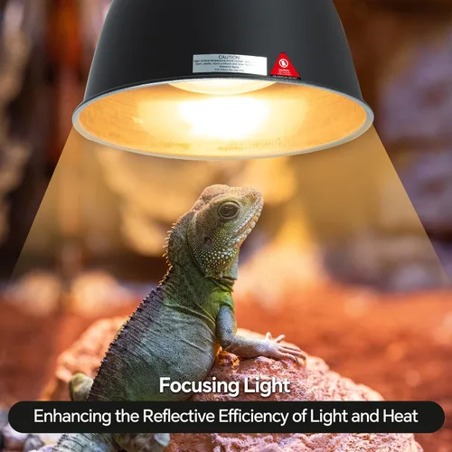 Vista 5 de Lámpara de reptil, lámpara de calor de reptiles de cúpula profunda de 8.1 pulgadas con interruptor, lámpara de terrario UVB para terrario UVB