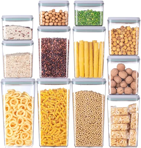 Vista 7 de Contenedores herméticos de almacenamiento de alimentos, 3 recipientes de comida pop con tapas de 1.3 cuartos de galón, apilables con apertura de un