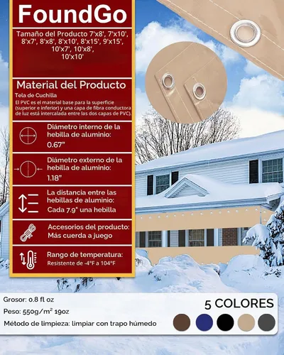 Vista 5 de FoundGo - Cortinas de vinilo de 8'H x 7'W para patio de 19oz, cercado de vinilo transparente para exteriores, lona resistente transparente