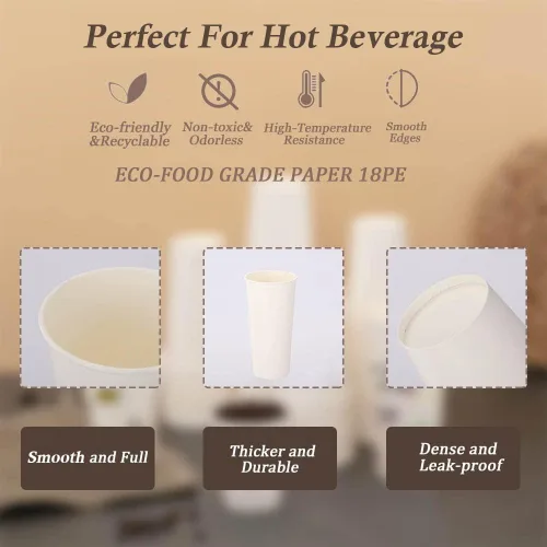 Vista 3 de Lamosi Paquete de 240 tazas de papel de 10 onzas, tazas de café desechables de 10 onzas, tazas para bebidas calientes/frías para agua, jugo o té