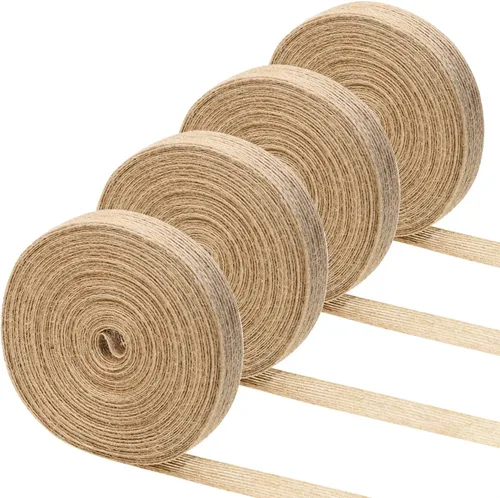 Vista 7 de Shapenty Cinta de tela de arpillera natural para bodas, fiestas, decoración del hogar, manualidades, adornos de Navidad, lazos para envolver
