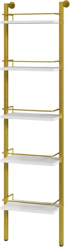 Vista 9 de YMYNY 5-Tier Wall Mounted Wine Racks 16.93x7.87x69.68"White & Gold White With Gold