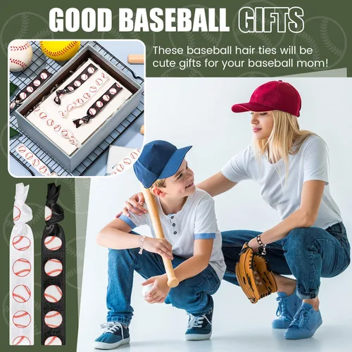 Vista 5 de Hanaive 20 ligas elásticas para el pelo de béisbol, pulseras sin arrugas, accesorios para mujeres