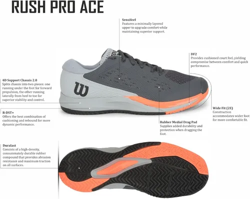 Vista 2 de Wilson Tenis Rush Pro Ace para hombre