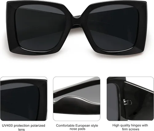 Vista 5 de SOJOS Retro Square Polarized Womens Sunglasses Trendy Oversized Large Women's Big Shades SJ2224