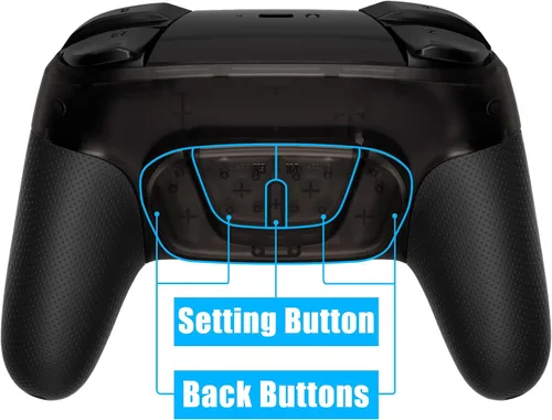 Vista 5 de eXtremeRate Back Buttons Attachment for Nintendo Switch Pro Controller, Clear Black Back Paddles Programable RISE4 Remap Kit for Switch Pro
