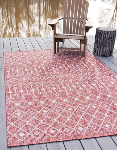 Vista 30 de Unique Loom Outdoor Trellis Collection - Alfombra de área con diseño de enrejado tribal (2 pies 2 pulgadas x 3 pies 1 pulgada, ovalada, azul/marfil)
