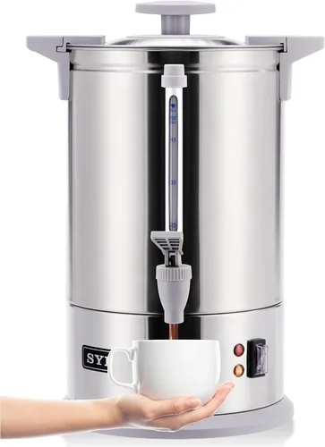 Vista 2 de SYBO SR-CP - Cafetera de percolado de acero inoxidable de grado comercial para catering, 30 tazas, 4.5 L, metálico