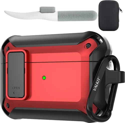 Vista 8 de Valkit Funda para Airpods Pro 2 con cerradura, funda militar de cuerpo completo para AirPod Pro rígida con llavero, funda para Airpods Pro de 2ª/1ª
