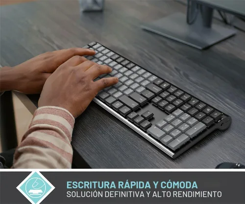 Vista 4 de Arteck Teclado inalámbrico mecánico 2.4G USB, interruptores marrón Tacktile Negro