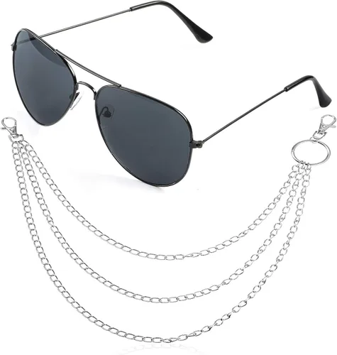 Vista 2 de Beelittle Disfraz de motociclista gótico accesorio de motociclista sombrero de motociclista conjunto de gafas de sol unisex