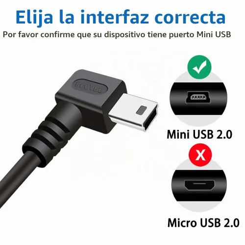 Vista 2 de Cable mini USB de 90 grados, paquete de 2 unidades de 6 pies para Garmin Nuvi para Canon PowerShot/Rebel/EOS/DSLR/ELPH, Dash Cam, SatNav