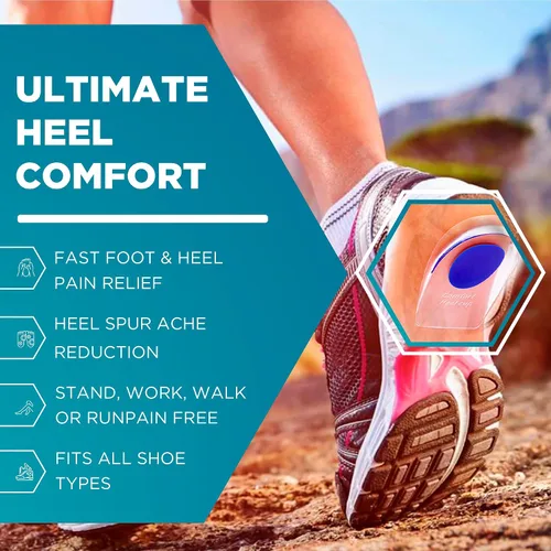 Vista 4 de Taloneras para tendinitis de Aquiles y fascitis plantar - Paquete de 6 plantillas de gel para zapatos para alivio del dolor de talón, soporte