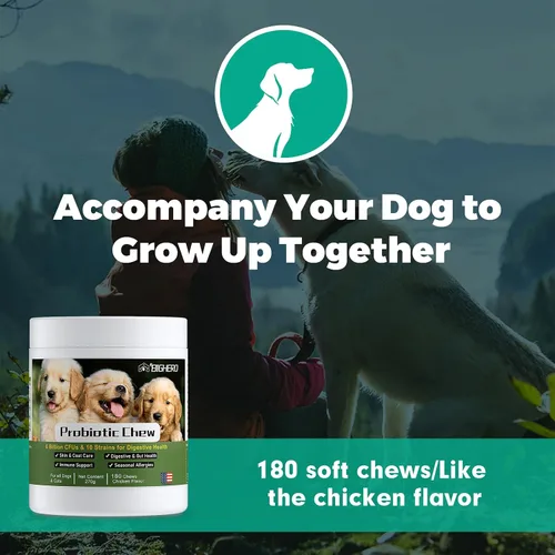 Vista 4 de BIGHERO Probióticos para perros - Probióticos para perros con prebióticos y enzimas digestivas, apoyo a la salud intestinal, salud digestiva e