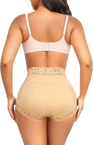Vista 17 de DERCA Pantalones cortos acolchados de encaje con almohadillas de cadera para realzar los glúteos Beige