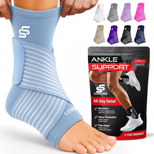Vista 10 de Tobillera Sleeve Stars para mujeres y hombres, tobillera para esguince de tobillo, manga de compresión para alivio de la fascitis plantar, soporte