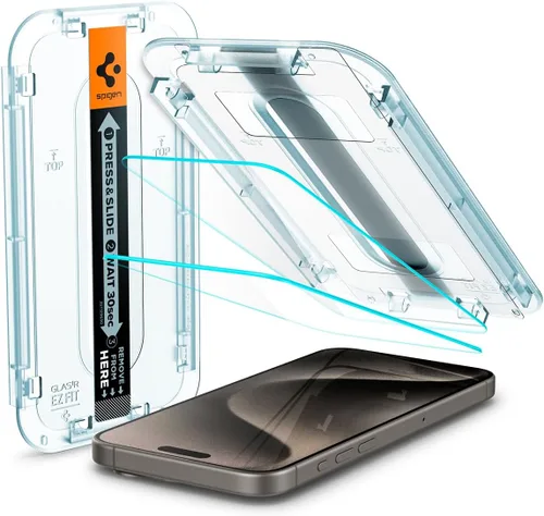 Vista 9 de Spigen GlasTR EZ FIT - Protector de pantalla de vidrio templado para iPhone 15 Pro