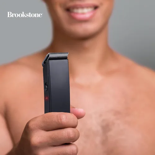 Vista 6 de Brookstone - Cortadora de pelo inalámbrica con base de carga, aseo de precisión para cabello, barba y cuerpo con peines guía ajustables