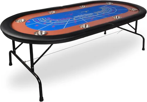 Vista 8 de Mesa de póquer plegable, mesa de cartas con soporte para tazas, mesa de ocio de casino Texas Hold 'Em Mesa de póquer para juego de mesa