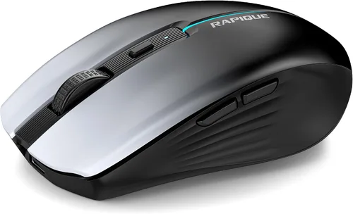 Vista 10 de RAPIQUE Ratón Inalámbrico Bluetooth - (BT1/BT2+USB) Tri-Modo de Alto Rendimiento, Recargable, Clic Silencioso, Compatibilidad Multi-Dispositivo