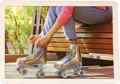Vista 4 de GEM Patines cuádruples, color azul holográfico, talla 7-10