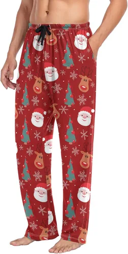 Vista 4 de Aslsiy Pantalones de pijama navideños para hombre de Candy Cane