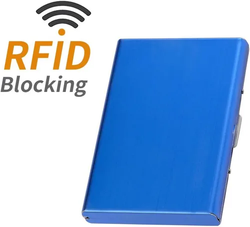 Vista 3 de Tarjetero de metal RFID para tarjetas de crédito, protector delgado para tarjetas de crédito para mujeres u hombres