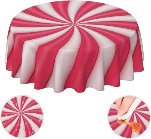 Vista 10 de YETTA YANG Paño de Mesa Redondo de Dulce de Chupachups Gótico en Negro y Blanco de 60 Pulgadas, Cubierta de Mesa Decorativa de Tela para Mesas