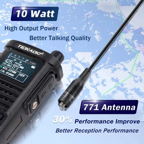 Vista 10 de Radios portátiles TIDRADIO TD-H8 GMRS de 10 vatios (4ª generación), programación de APP/PC, 4 baterías de 2500 mAh, capacidad para repetidor Negro