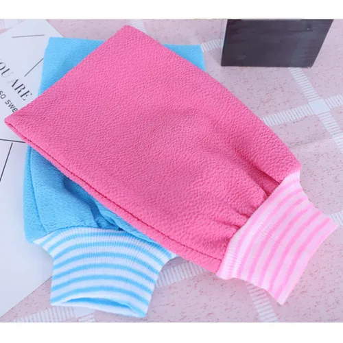 Vista 7 de Paquete de 2 guantes exfoliantes para toallas de baño Guantes de ducha grandes Elimina la piel muerta Doble cara disponible Hombres Mujeres