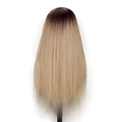 Vista 4 de Cabeza de maniquí de cabello humano con hombros y plataforma de 24 a 26 pulgadas, muñeca femenina, maniquí de entrenamiento, cabeza de maniquí