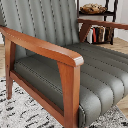 Vista 5 de Edenbrook Carlton - Silla decorativa de madera expuesta para sala de estar, madera real, moderna, canalizada, gris (EH0005CHR00FG)