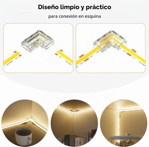 Vista 2 de PAUTIX 8mm Conectores COB de 2 pines 8 piezas, Conectores en forma de L/de esquina, Adaptador de terminal de extensión sin soldadura reutilizable, 2
