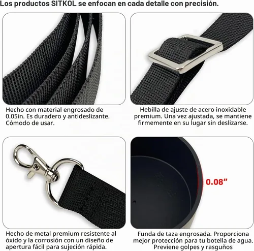 Vista 4 de Juego de botas de silicona para botella de agua Owala de 24 onzas, 32 onzas, 40 onzas, incluye funda antideslizante, correa para el hombro y correa