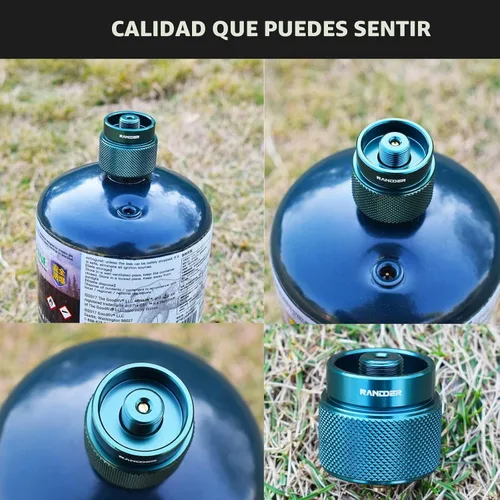 Vista 4 de Adaptador de propano a butano, adaptador de estufa de campamento, convertidor de gas, entrada de tanque de propano de 16 onzas, salida de válvula