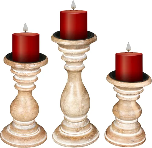 Vista 14 de pilares decorativos de madera para velas