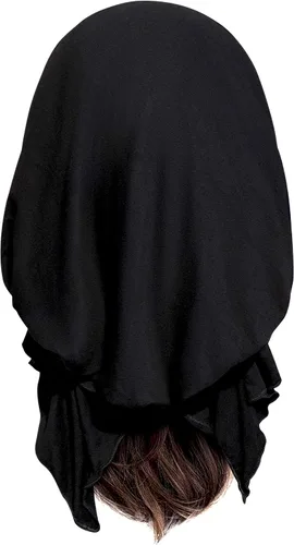 Vista 3 de Boho Chic Negro Gris Beige head-scarf Tichel adornados con Fancy apliques florales