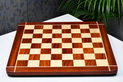 Vista 2 de CHESSBAZAAR Tablero de ajedrez de madera de 23 x 23 pulgadas, sin piezas, borde redondo, fabricado con la mejor madera de rosa de brote rojo