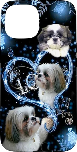 Vista 6 de Funda para PC iPhone 16 I Love Shih Tzu Dogs Flowers Heart Shih Tzu Metal