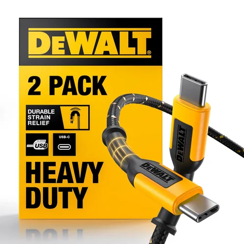 Vista 10 de DEWALT Heavy Duty USB C Cable, Jobsite 60 Watt USB C Cable, High Speed Type-C to Type-C, Fast Charge PD USBC Fast Charging Cord for iPhone 17/16/15