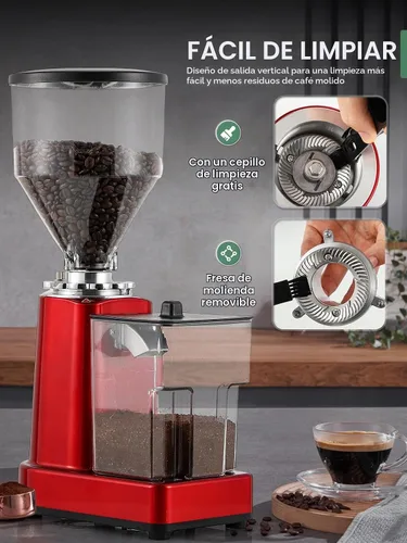 Vista 6 de Huanyu Molinillo de café con rebabas planas, gran capacidad de 35 onzas