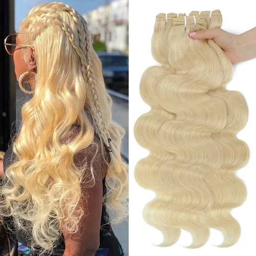 Vista 30 de DMKEEP Extensiones de cabello humano ondulado con cierre, 12, 14, 16+10 pulgadas, 100% cabello virgen brasileño sin procesar, 3 paquetes con cierre