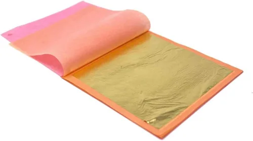 Vista 3 de Slofoodgroup Hoja de oro de 24 Karat Comestible (25 hojas por libro) 3.15x3.15 pulgadas