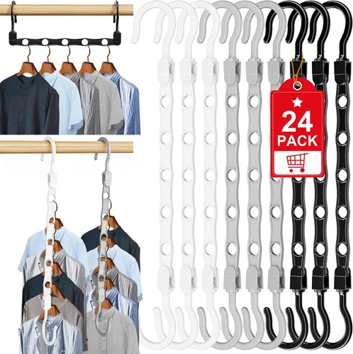 Vista 8 de Paquete de 10 perchas mágicas de plástico que ahorran espacio, organizador de perchas para camisas que ahorran espacio, múltiples perchas para ropa