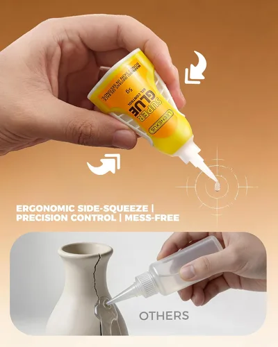 Vista 7 de Super Pegamento en Gel con Control de Precisión, 5ML【Doble Interbloqueo Molecular】 Pegamento Super Fuerte de CA Transparente para Plástico