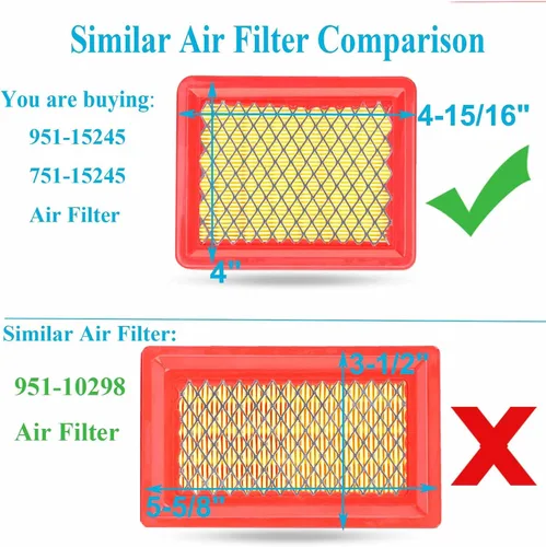 Vista 3 de Paquete de 3 Filtros de Aire 951-15245 con Filtro de Combustible 951-12296 Compatible con Cortacésped Cub Cadet Motor 159cc 196cc para Filtro
